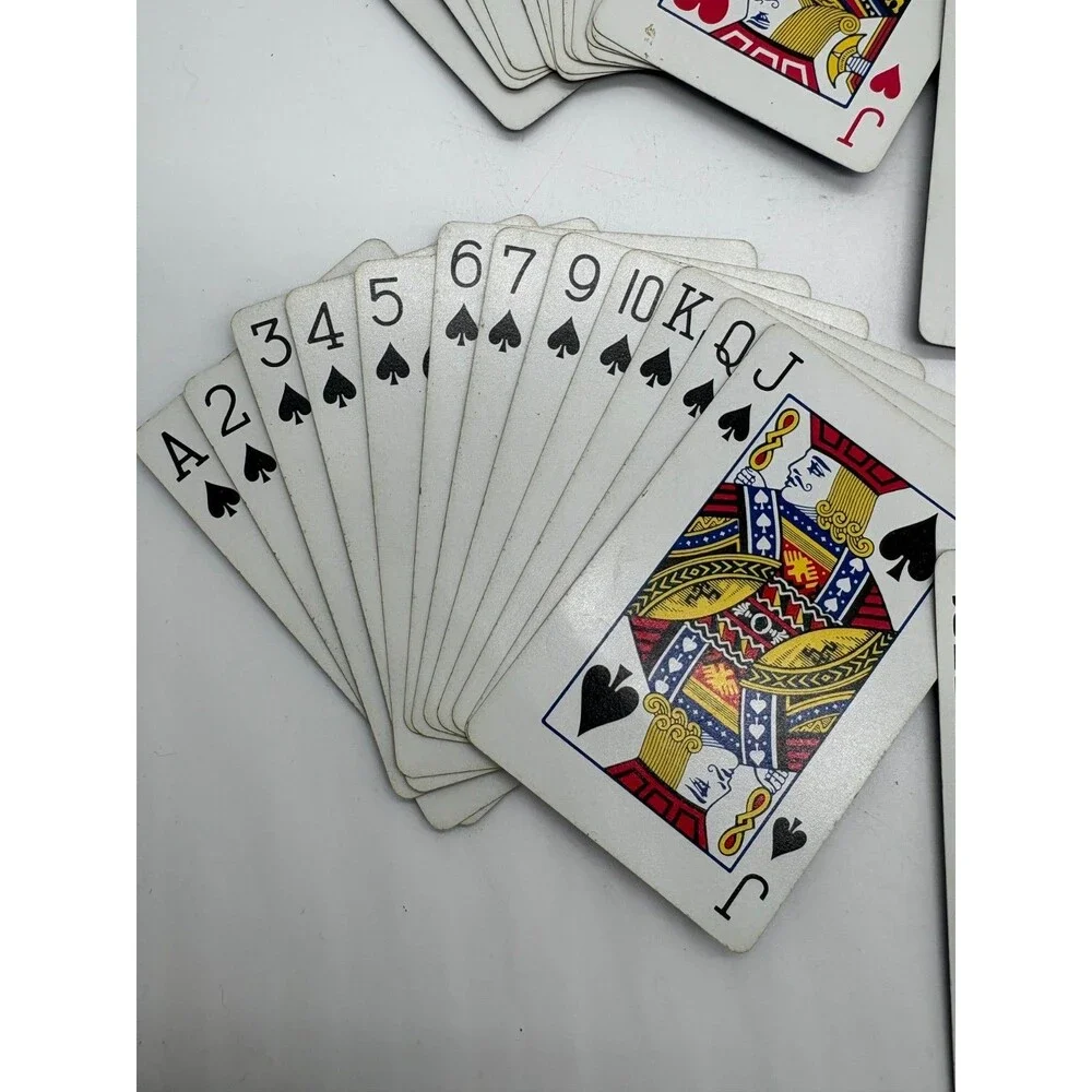 Vintage Eastern Deck of Playing Cards w/ Ornate Gold Trim Case & Signed Jokers